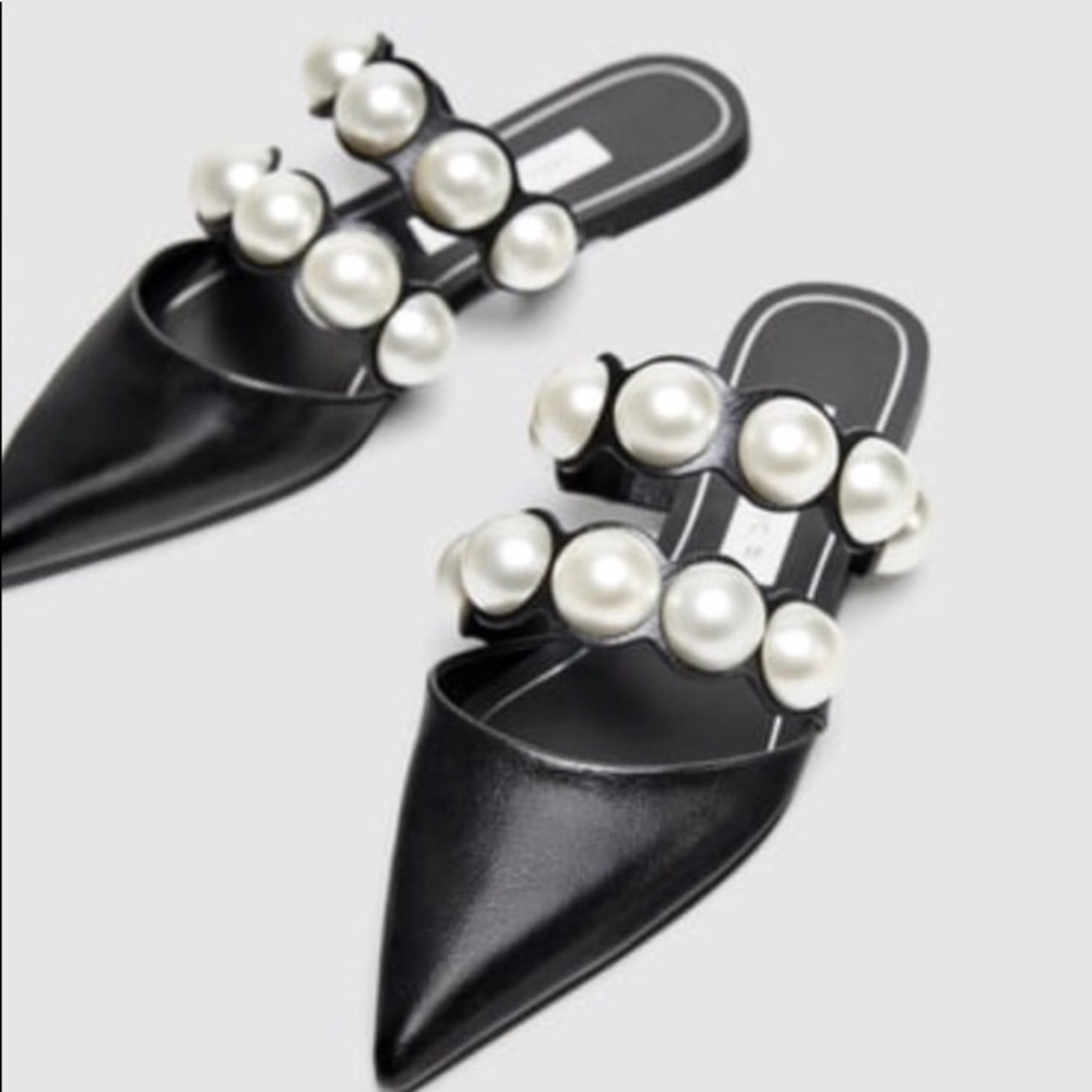 Zara pearl mules